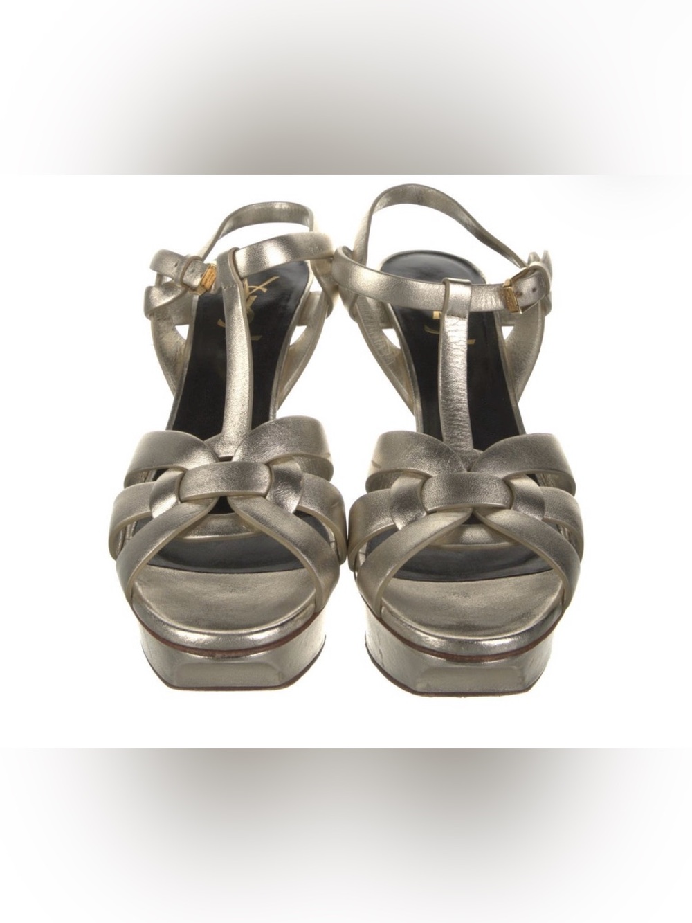 Saint Laurent Tribute Metallic Leather Sandals